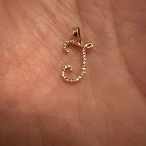 14k Gold and Diamond J Charm